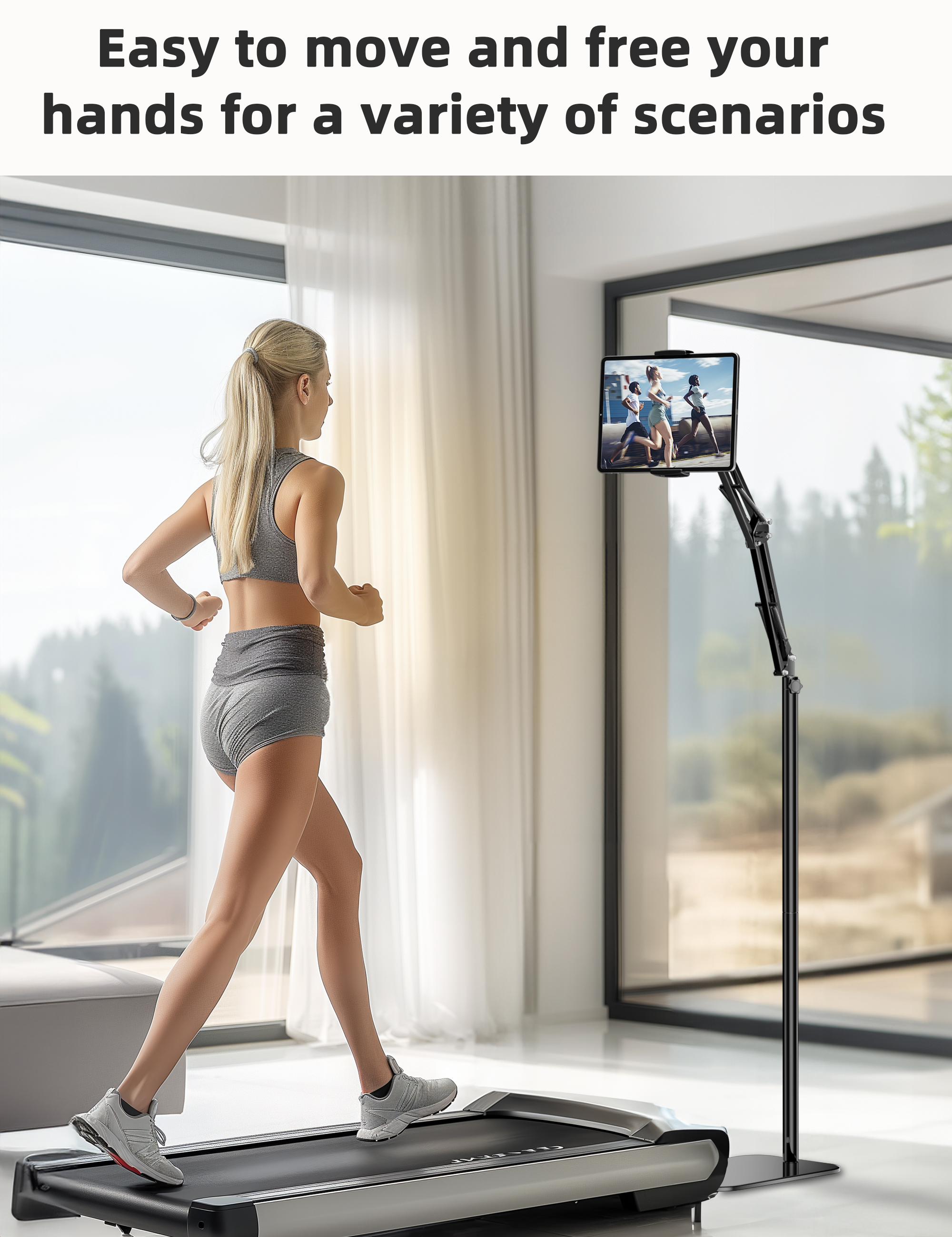 Tablet Floor Stand, 360-degree Rotatable Metal Tablet Stand Holder