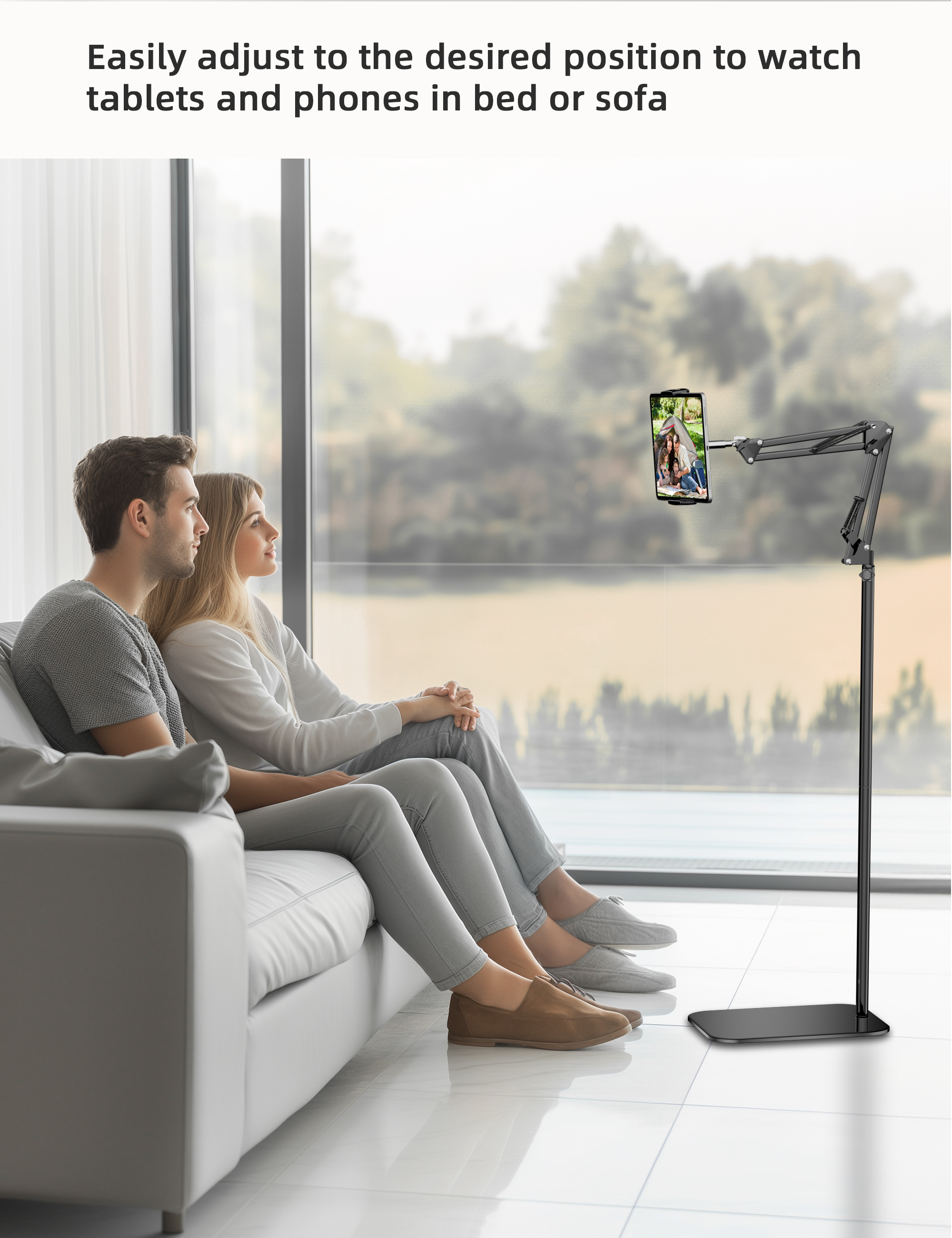 Tablet Floor Stand, 360-degree Rotatable Metal Tablet Stand Holder