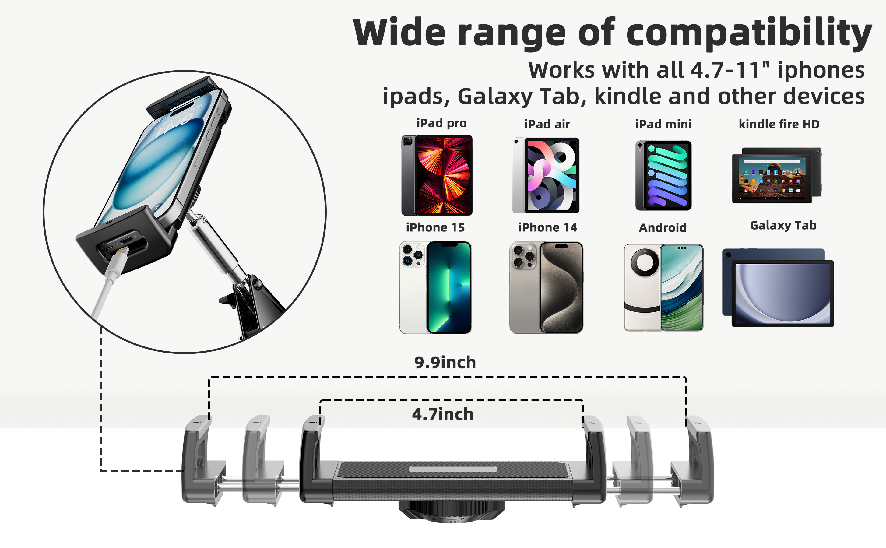 Tablet Floor Stand, 360-degree Rotatable Metal Tablet Stand Holder
