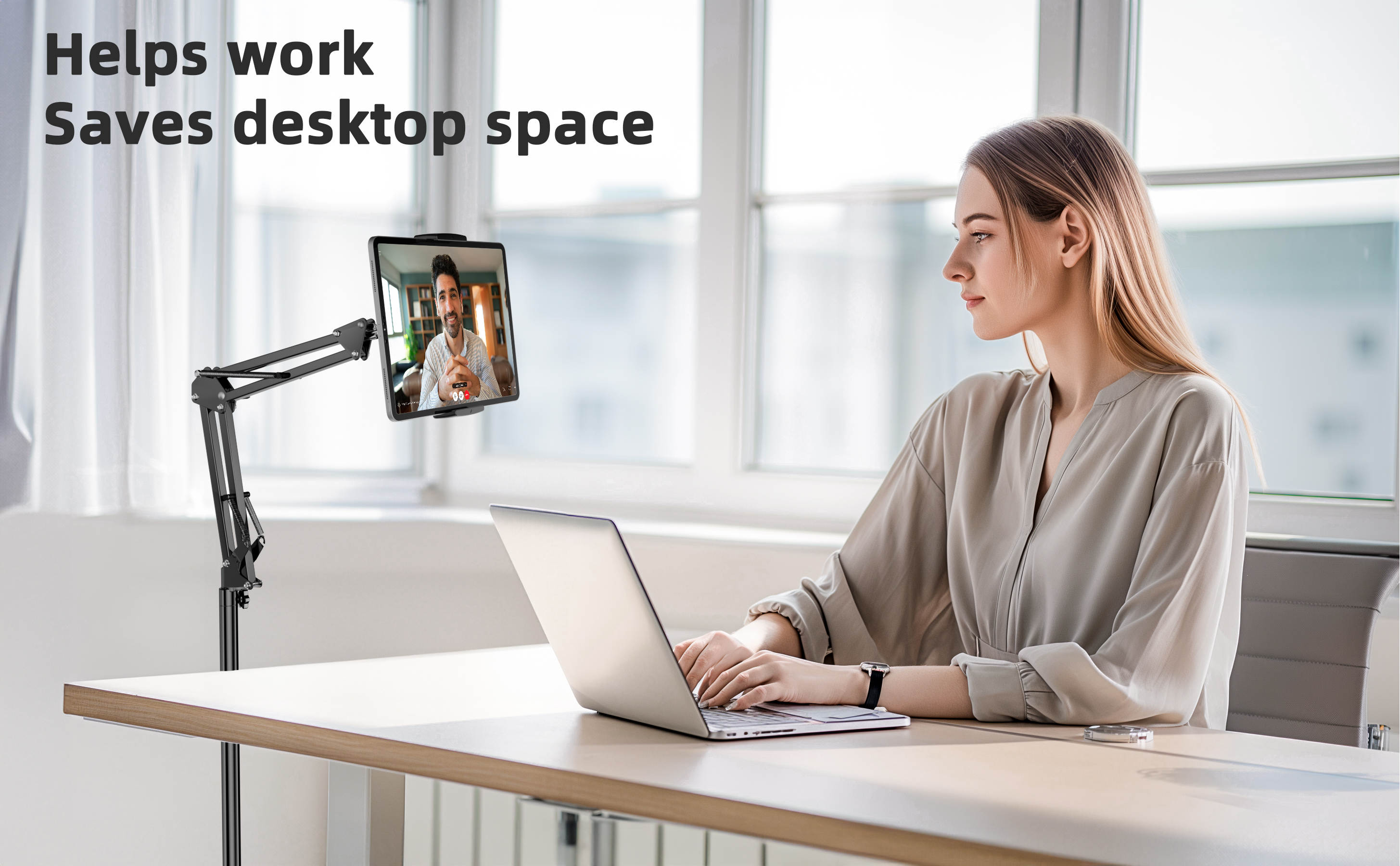 Tablet Floor Stand, 360-degree Rotatable Metal Tablet Stand Holder